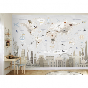 Карта мира достопримечательности-2 270х400 см