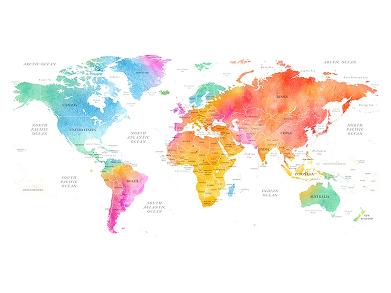 Карта мира цветная 2330