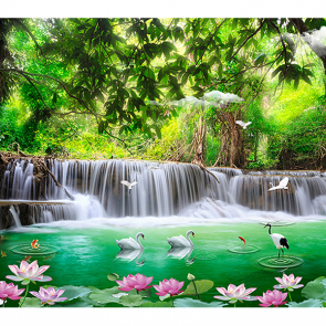 Фотообои Водопад и кувшинки