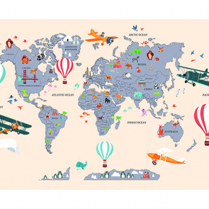 Детская карта мира бежевая
