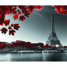 Эйфелева башня и красными листьями