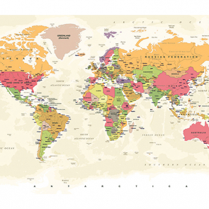Фотообои Карта мира винтажная