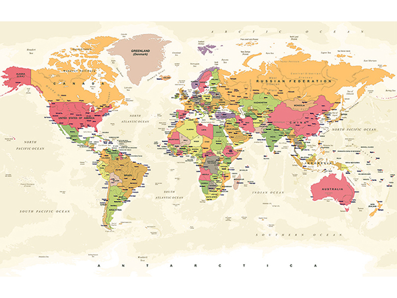Карта мира винтажная 2347