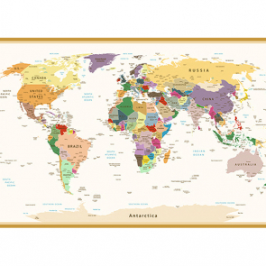 Политическая карта мира винтажная в рамке