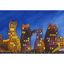 Ночной город котов