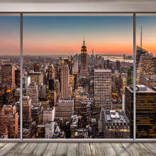 Нью-Йорк на закате из окна